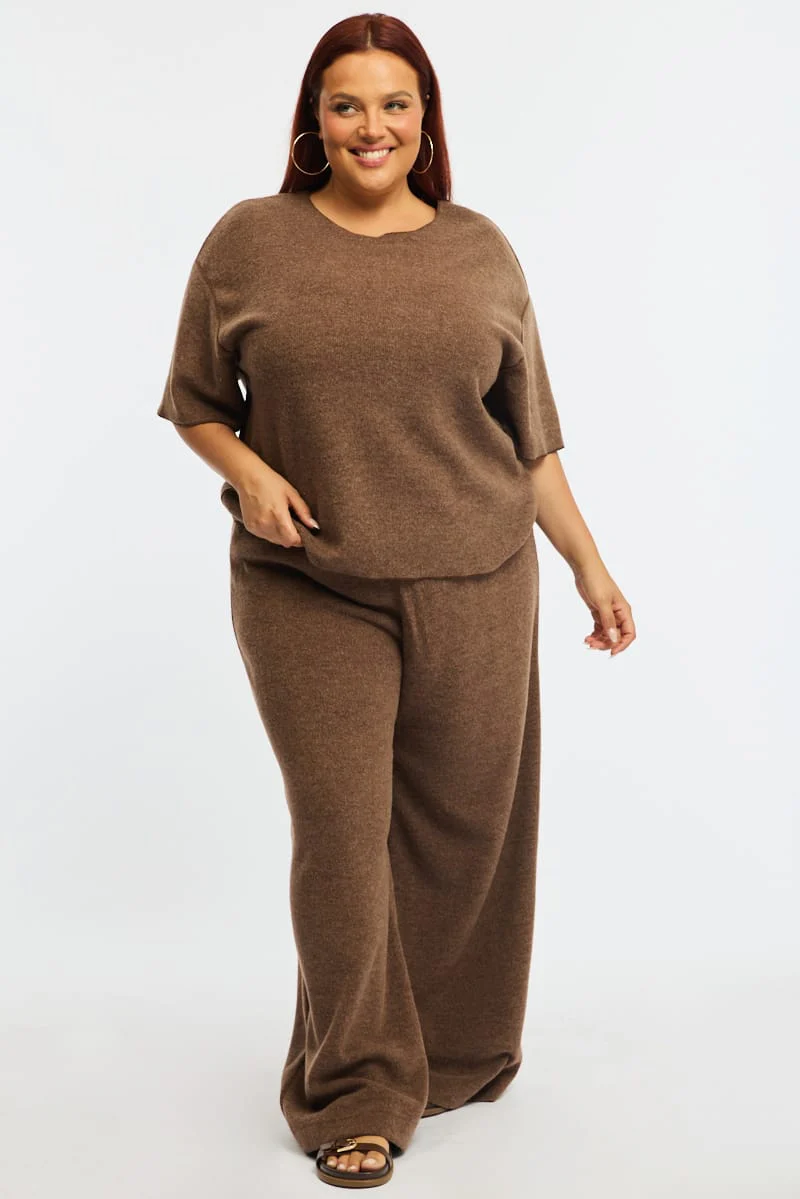 Brown Jersey Top Short Sleeve - Image 3