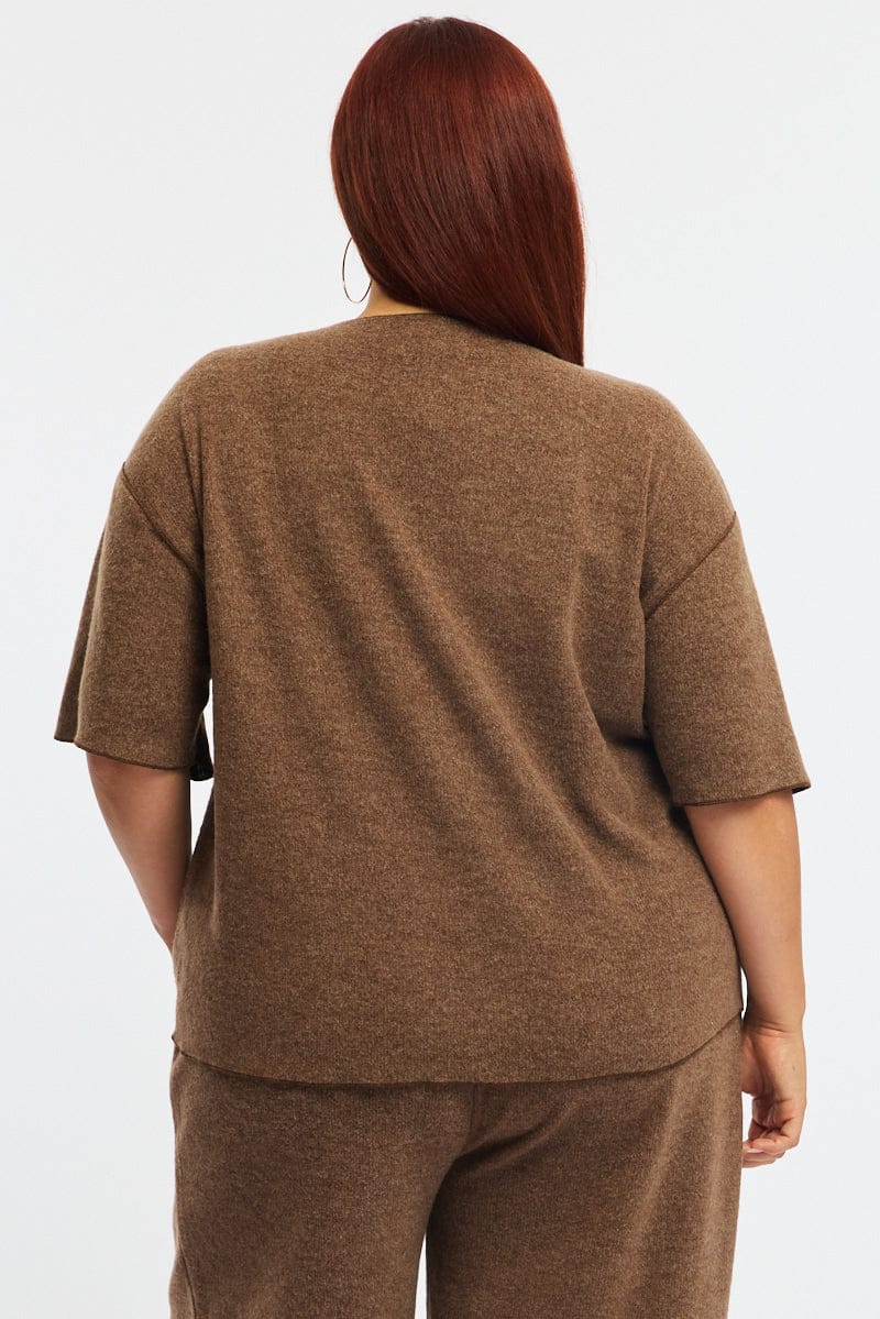 Brown Jersey Top Short Sleeve - Image 4