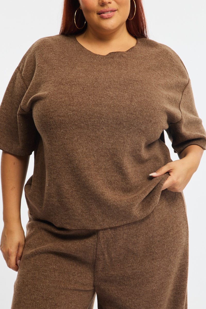Brown Jersey Top Short Sleeve - Image 5