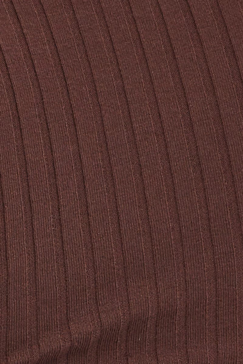 Brown Knit Top Long Sleeve Crop - Image 6