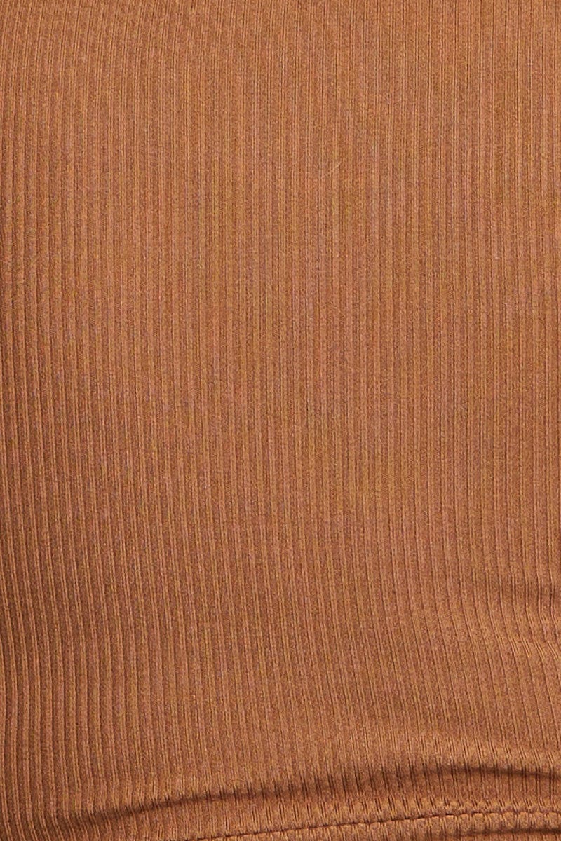 Brown Long Sleeve Bodice Detail Top - Image 6