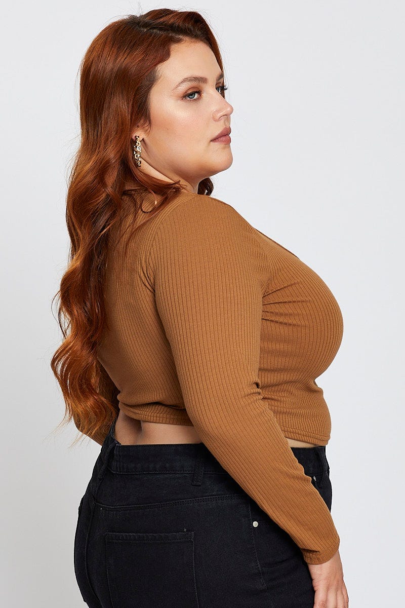 Brown Long Sleeve Button Front Pullover - Image 4