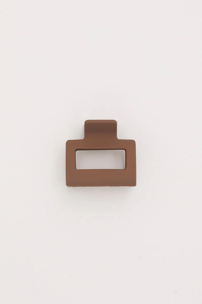 Brown Matte Rectangle Claw Clip