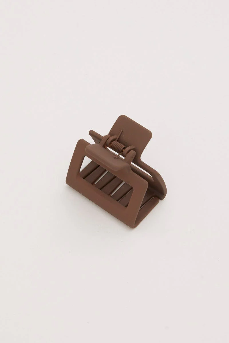 Brown Matte Rectangle Claw Clip - Image 2