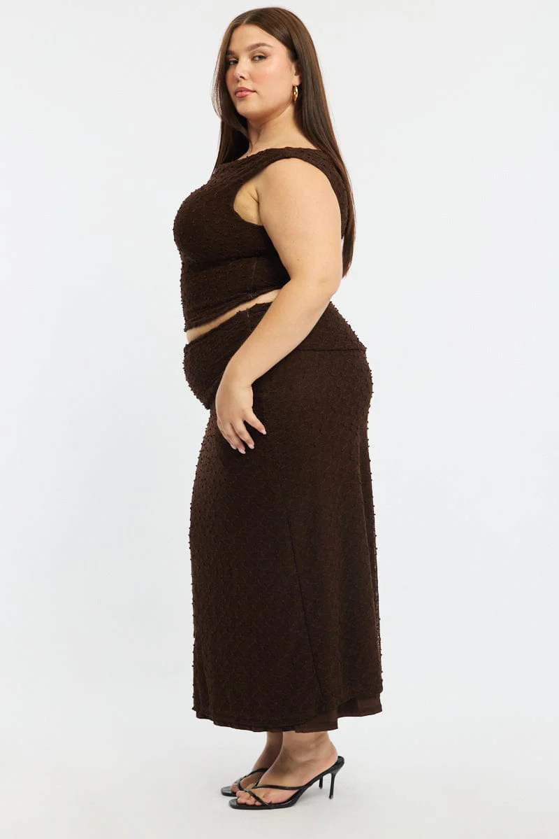 Brown Maxi Skirt Textured - Image 4