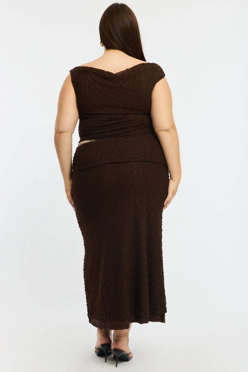 Brown Maxi Skirt Textured - Image 5