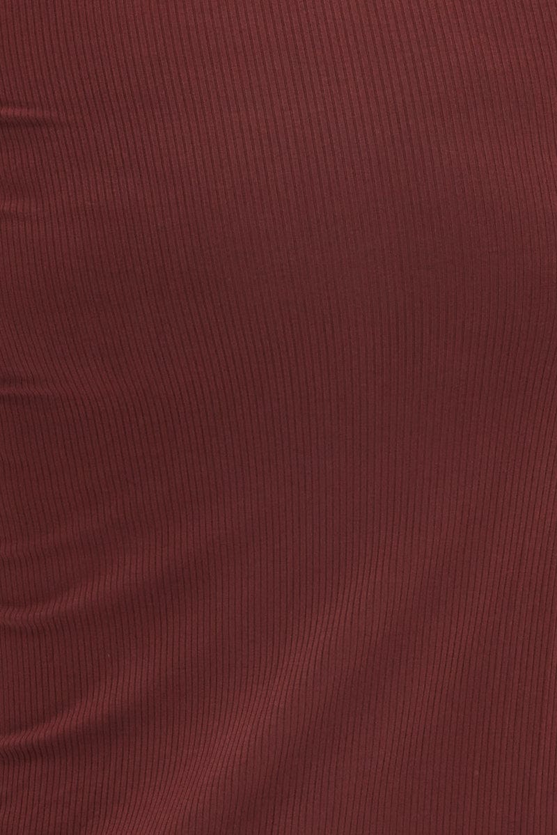 Brown Midi Skirt Rib Ruched - Image 6