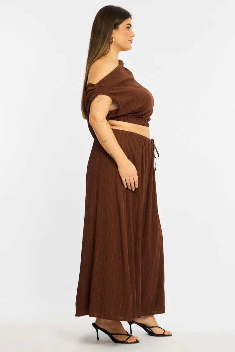 Brown Midi Skirt Textured - Image 5