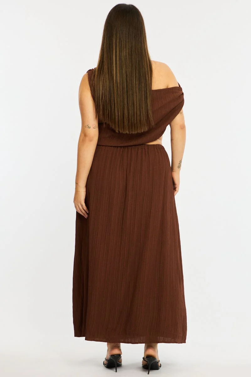 Brown Midi Skirt Textured - Image 6