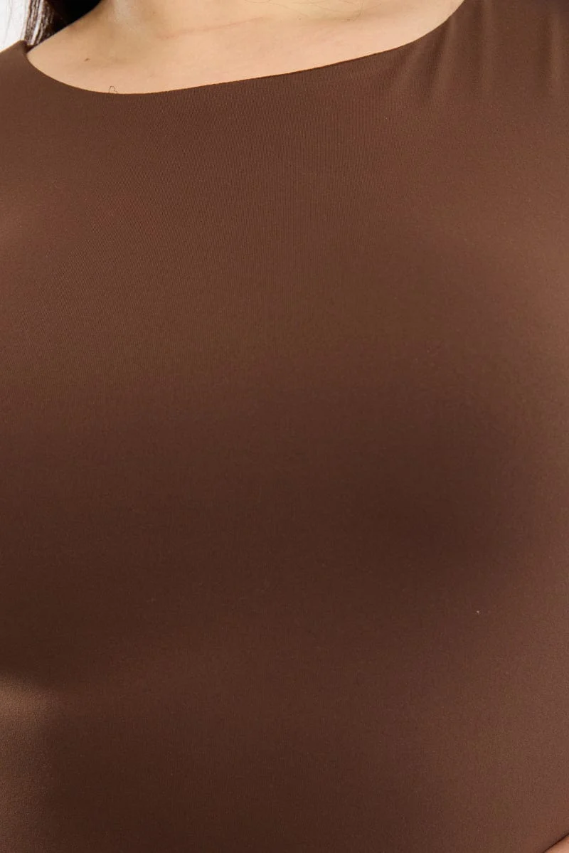 Brown Mini Dress Long Sleeve A-line - Image 6
