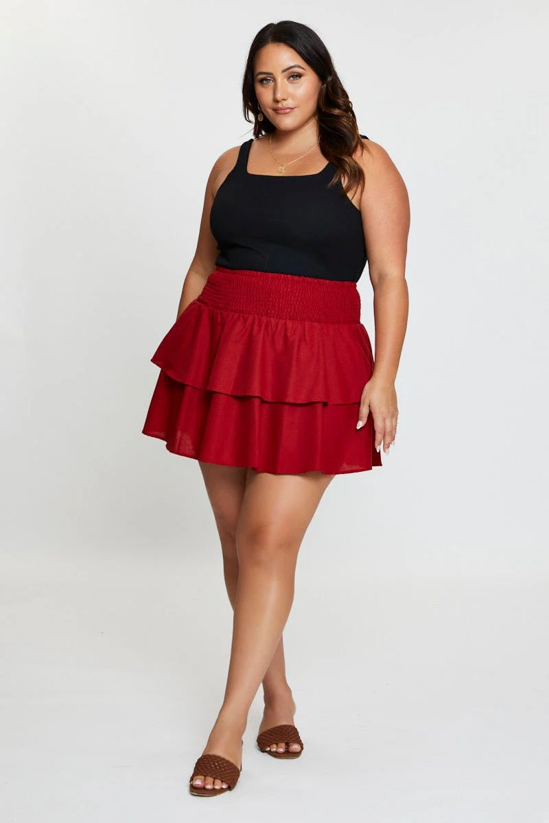 Brown Mini Skater Skirt Tie - Image 3