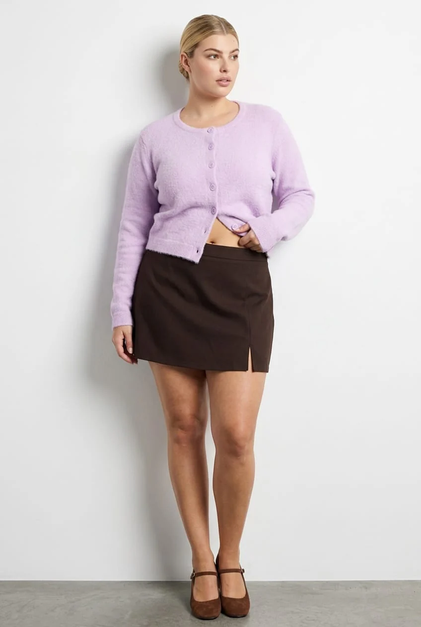 Brown Mini Skirt Split