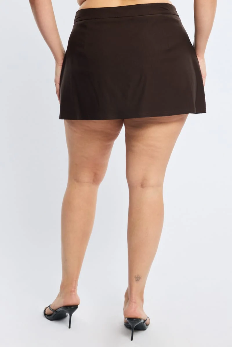 Brown Mini Skirt Split - Image 5