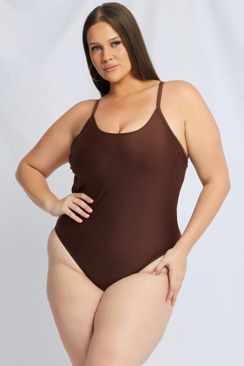 Brown One Piece Swimsuit - Image 2