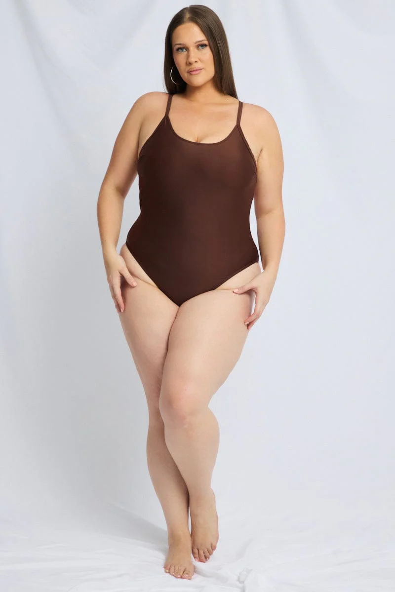 Brown One Piece Swimsuit - Image 3
