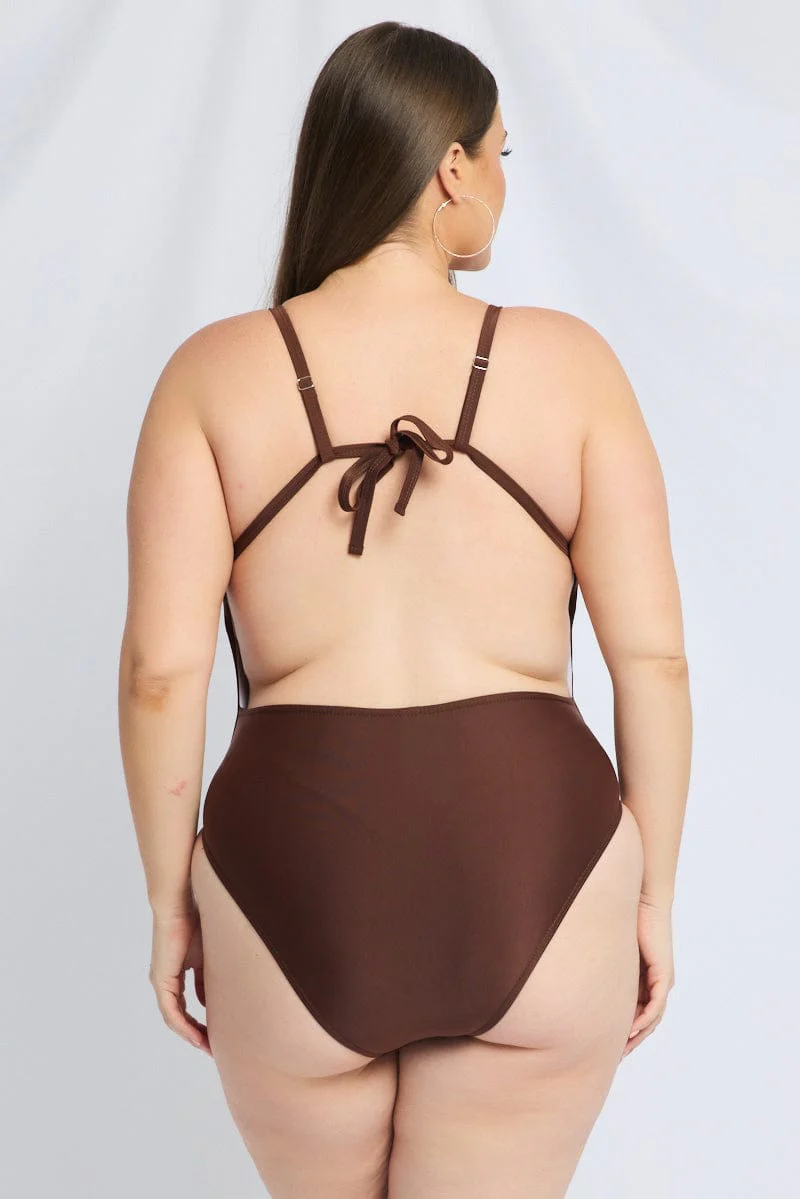 Brown One Piece Swimsuit - Image 5