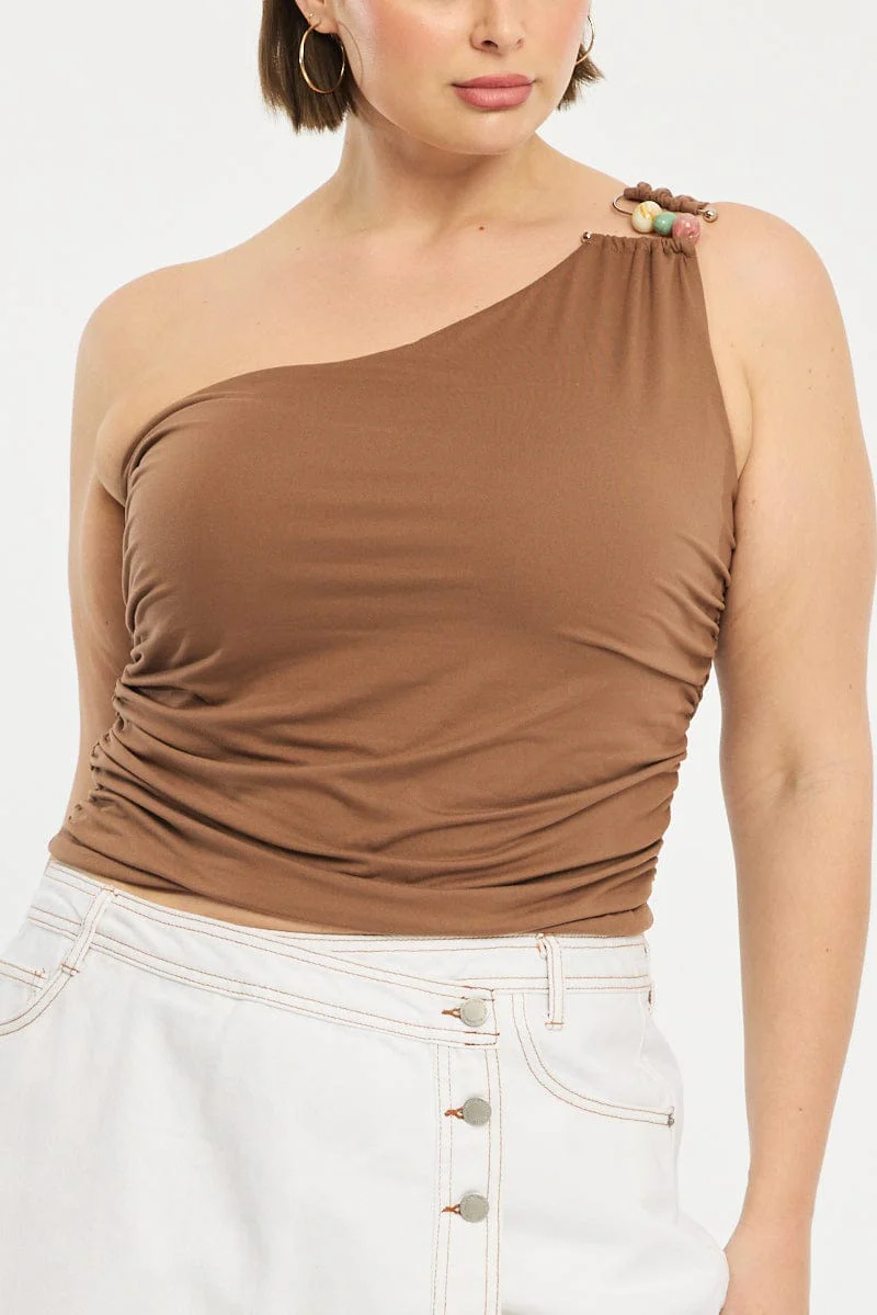 Brown One Shoulder Top - Image 6