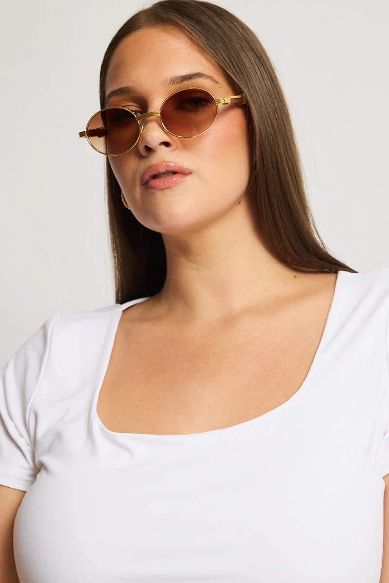 Brown Oval Sunglasses
