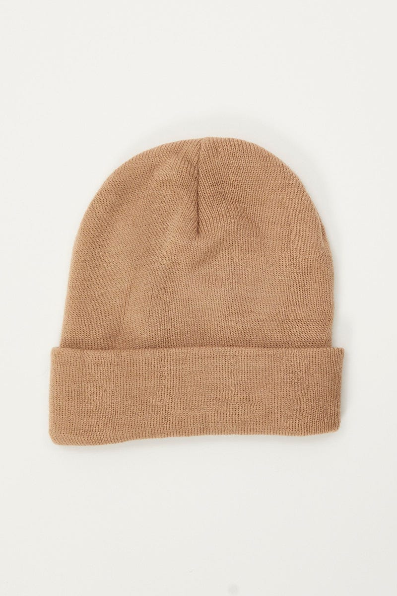 Brown Plus Ribbed Beanie - Image 2