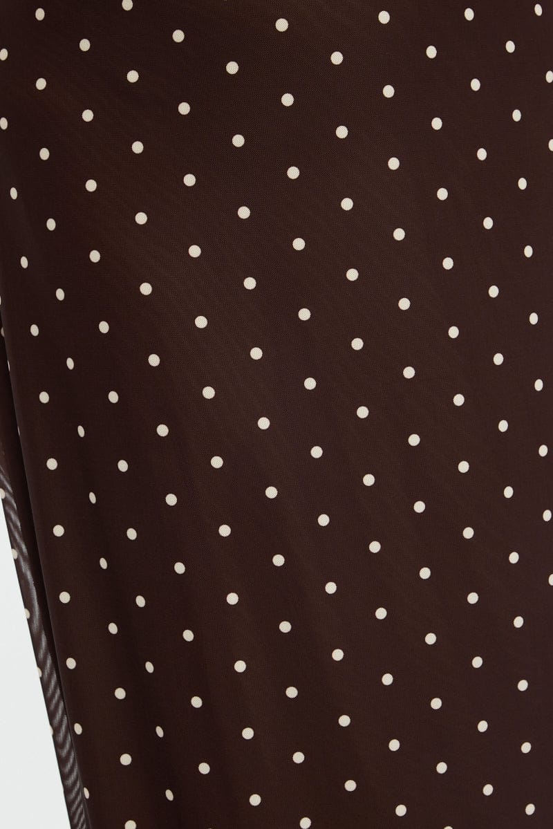 Brown Polka Dot Maxi Skirt Mesh - Image 6