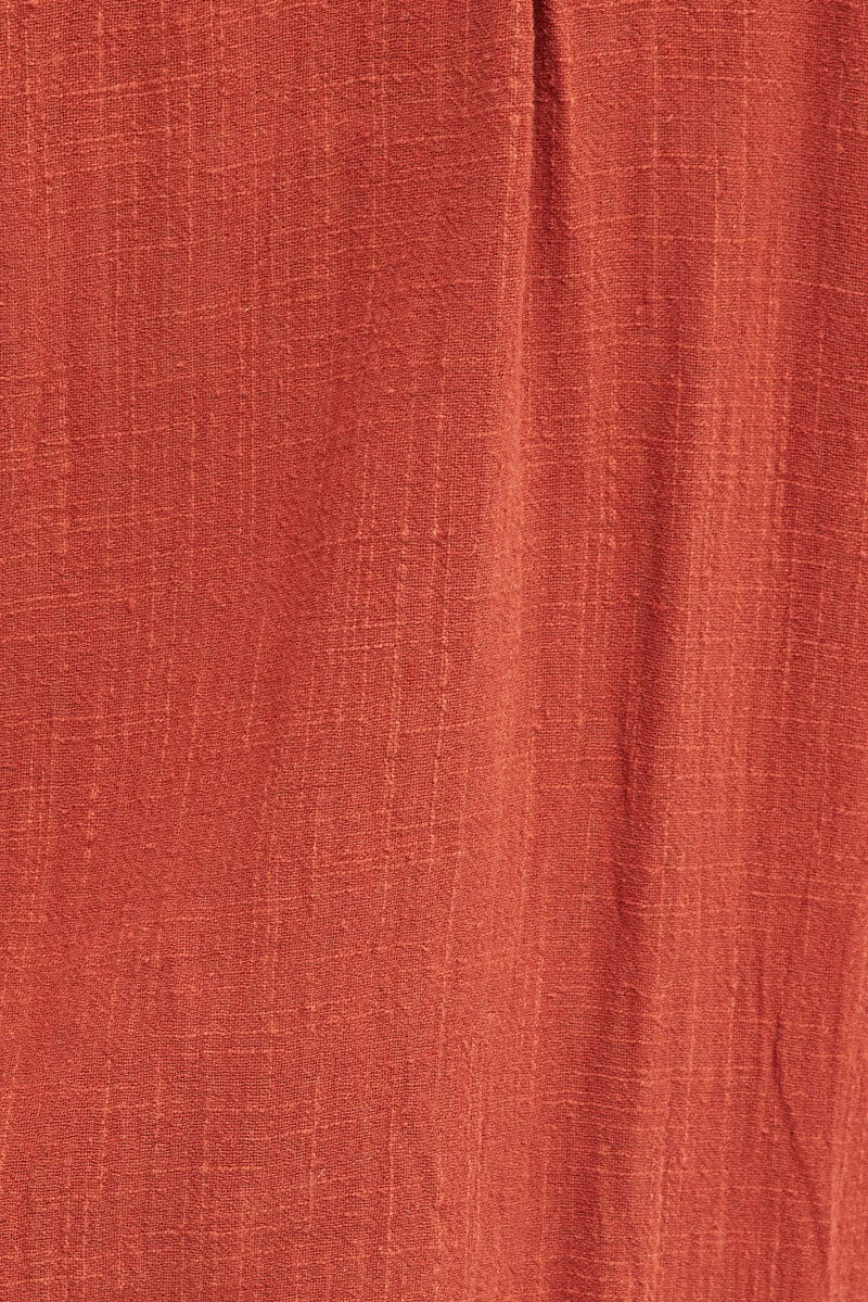 Brown Relaxed Shirt Long Sleeve V-neck - Image 6
