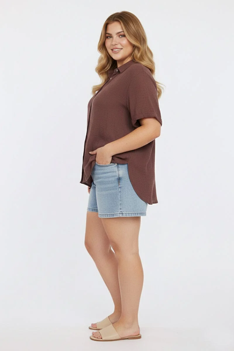Brown Relaxed Shirt Short Sleeve - Image 2