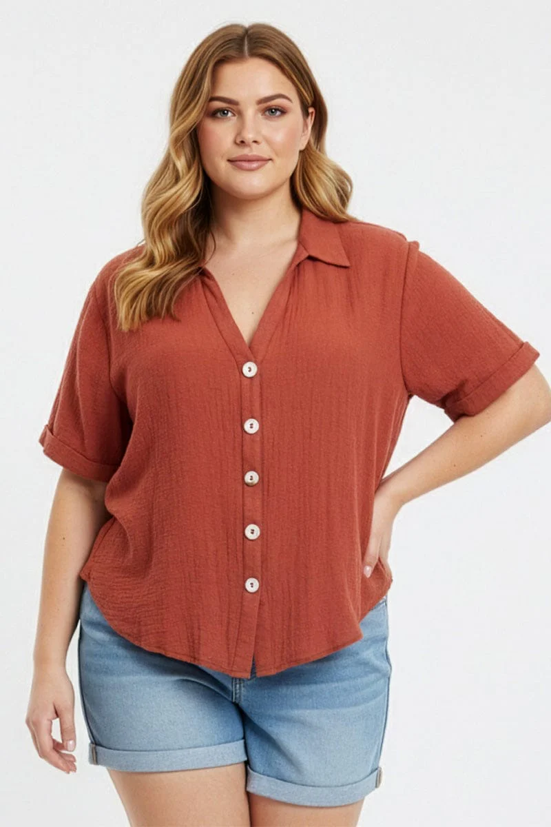 Brown Relaxed Shirt Short Sleeve