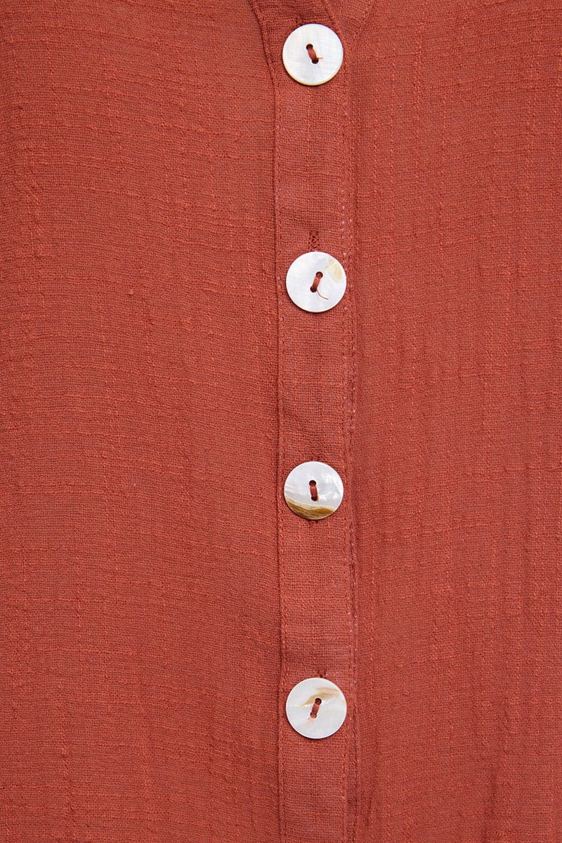 Brown Relaxed Shirt Short Sleeve - Image 4