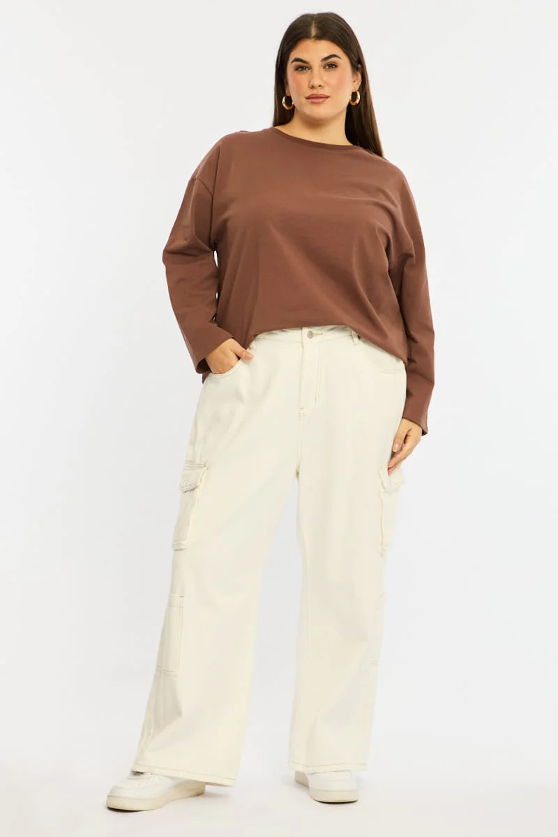Brown Relaxed T-shirt Long Sleeve - Image 3