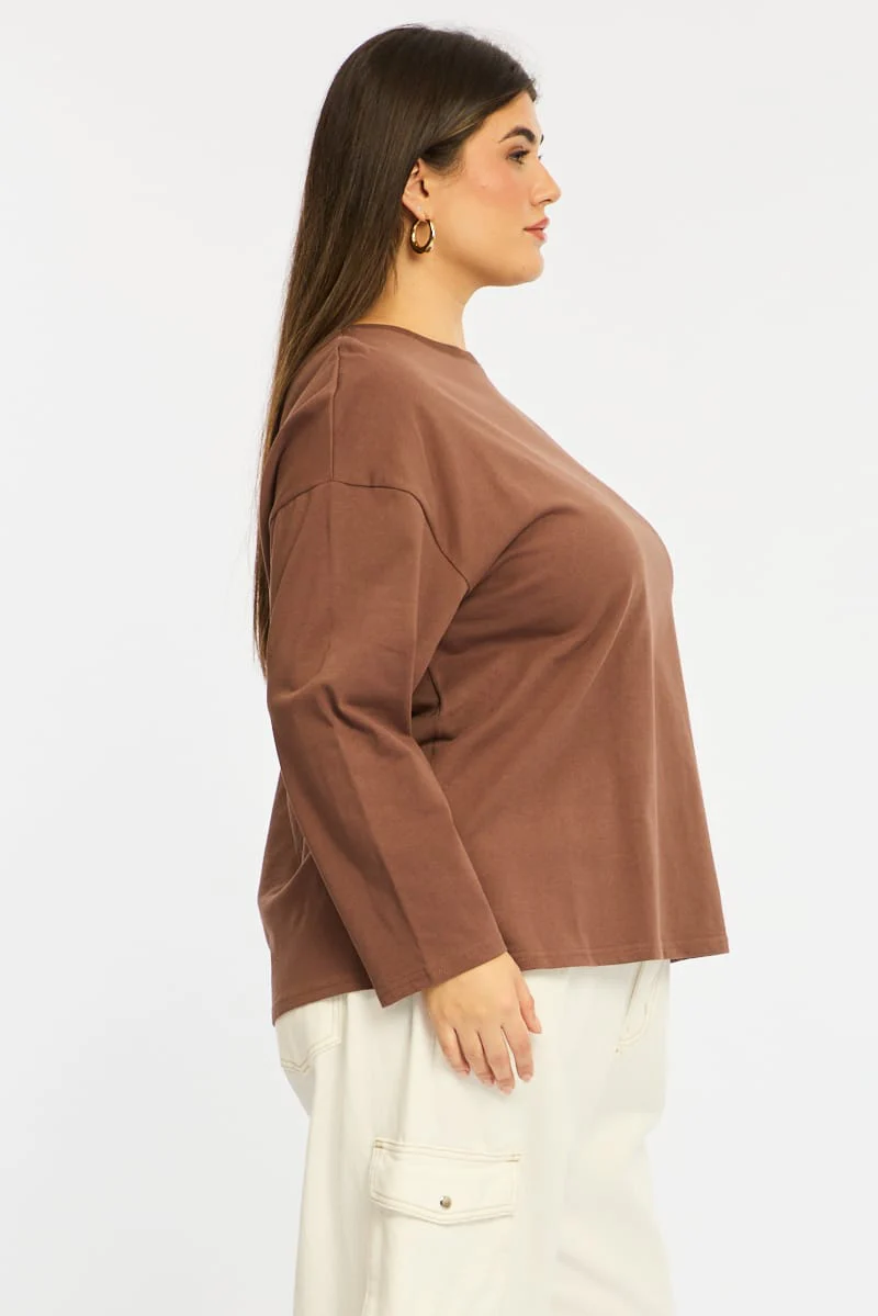 Brown Relaxed T-shirt Long Sleeve - Image 5