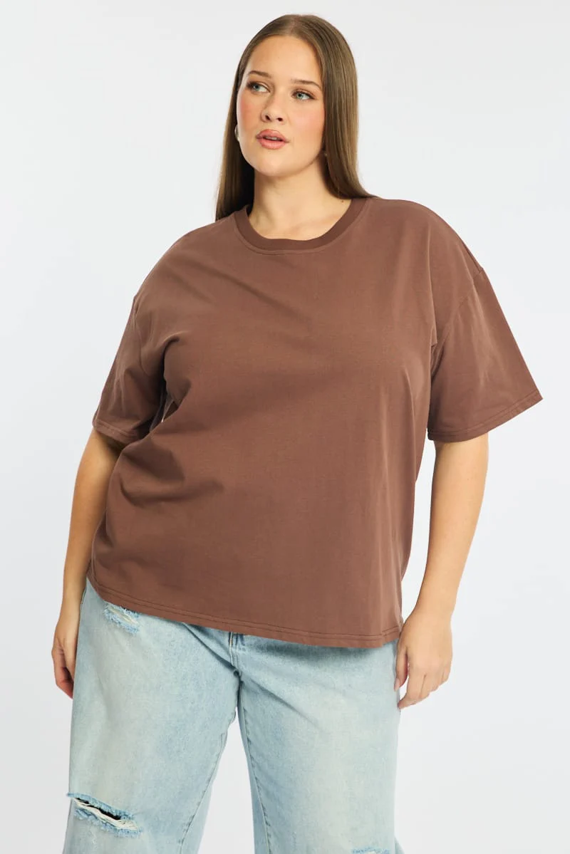 Brown Relaxed T-shirt Short Sleeve - Image 4