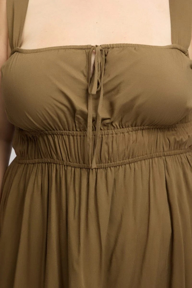 Brown Ruched Waist Mini Dress - Image 6