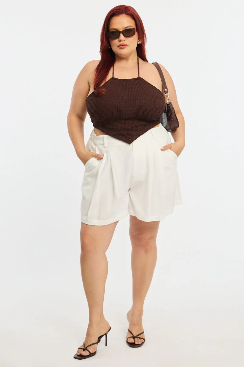 Brown Scarf Top Sleeveless Textured - Image 2