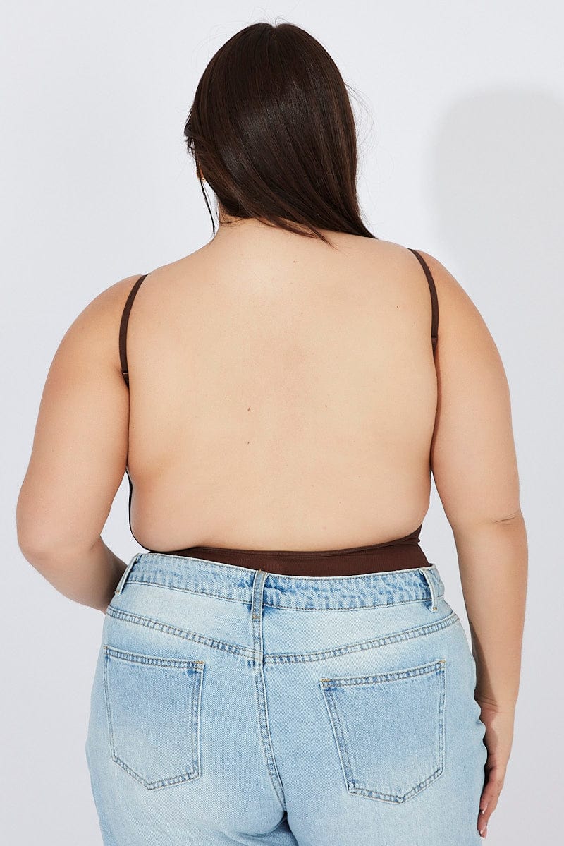 Brown Seamless Backless Sculpting Bodysuit - Image 5