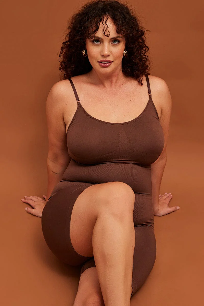Brown Seamless Sculpting Bodysuit