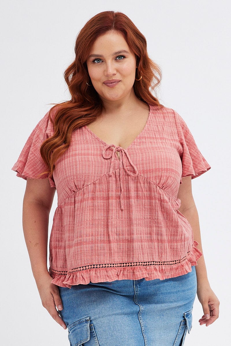 Brown Shell Top Short Sleeve Textured - Image 3