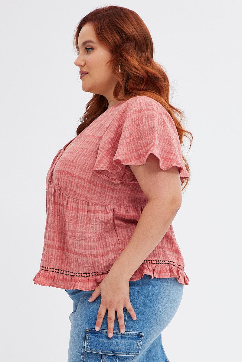 Brown Shell Top Short Sleeve Textured - Image 4