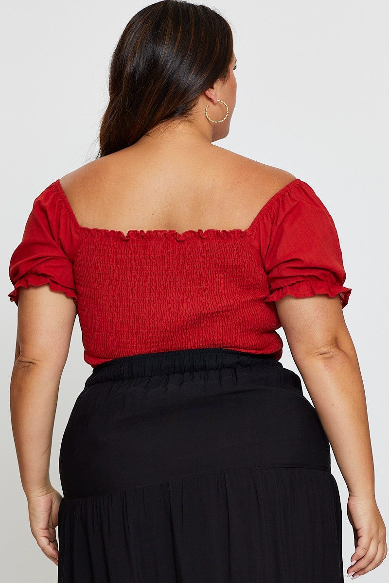 Brown Shirred Bodysuit Forest Short Sleeve - Image 5