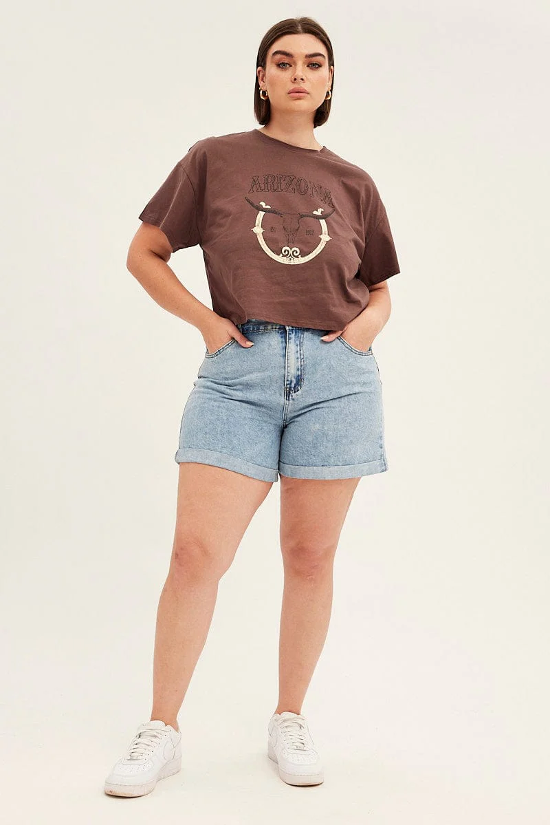 Brown Short Sleeve Arizona Cow Skull T-shirt - Image 2