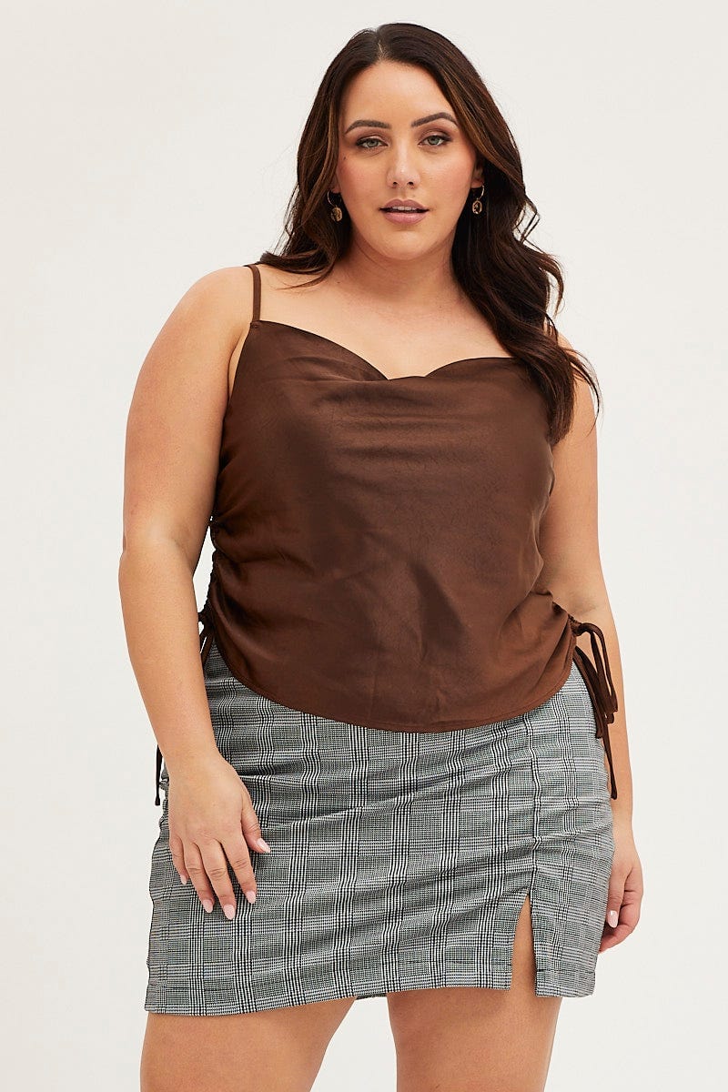 Brown Singlet Top Satin Ed Side - Image 3