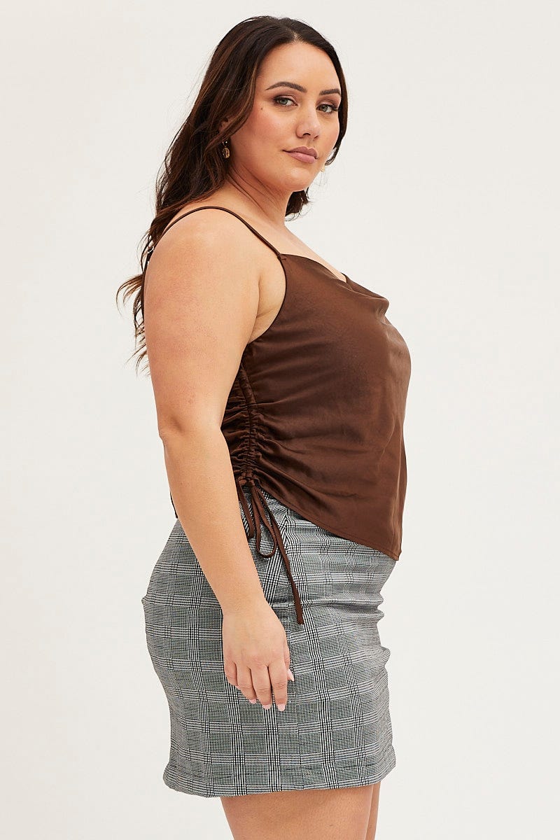 Brown Singlet Top Satin Ed Side - Image 4