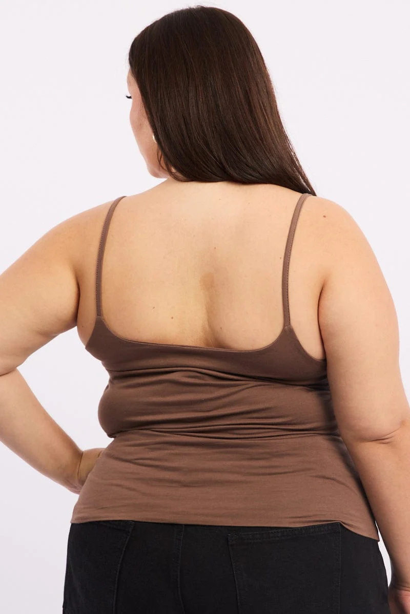 Brown Singlet Top Scoop Neck - Image 4
