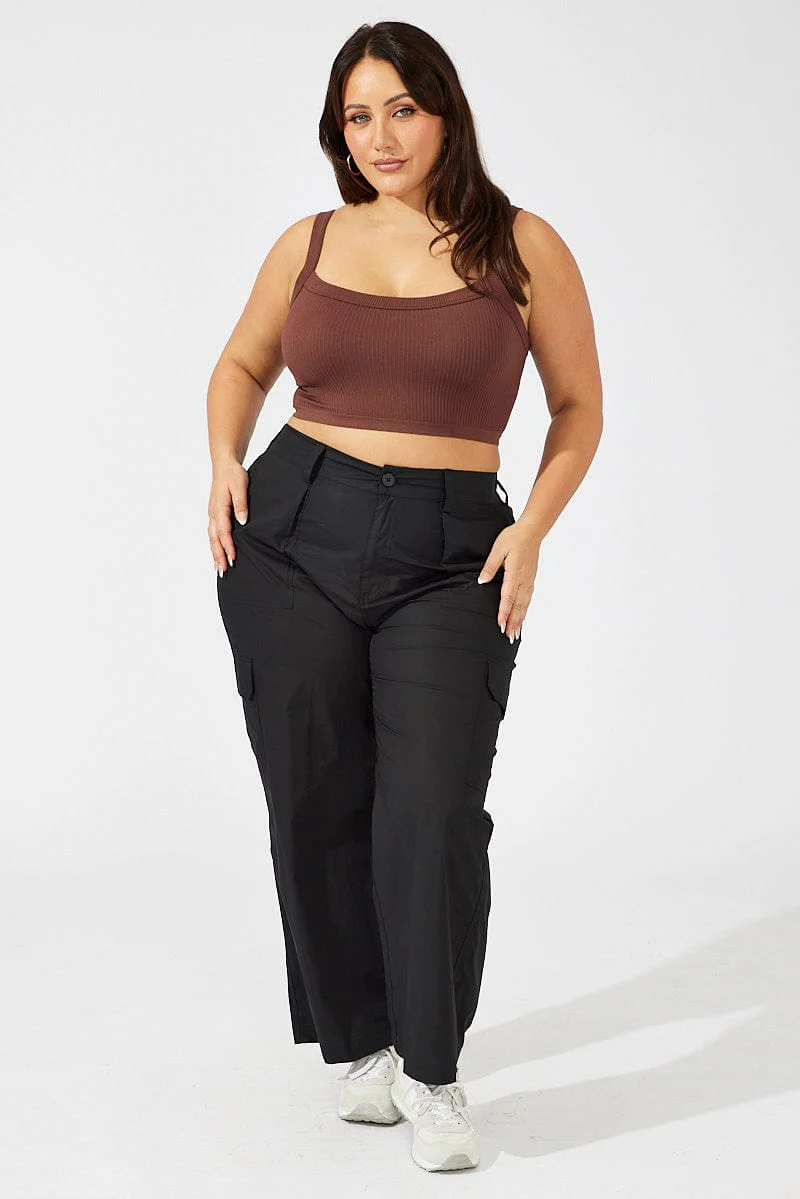 Brown Singlet Top Seamless - Image 2