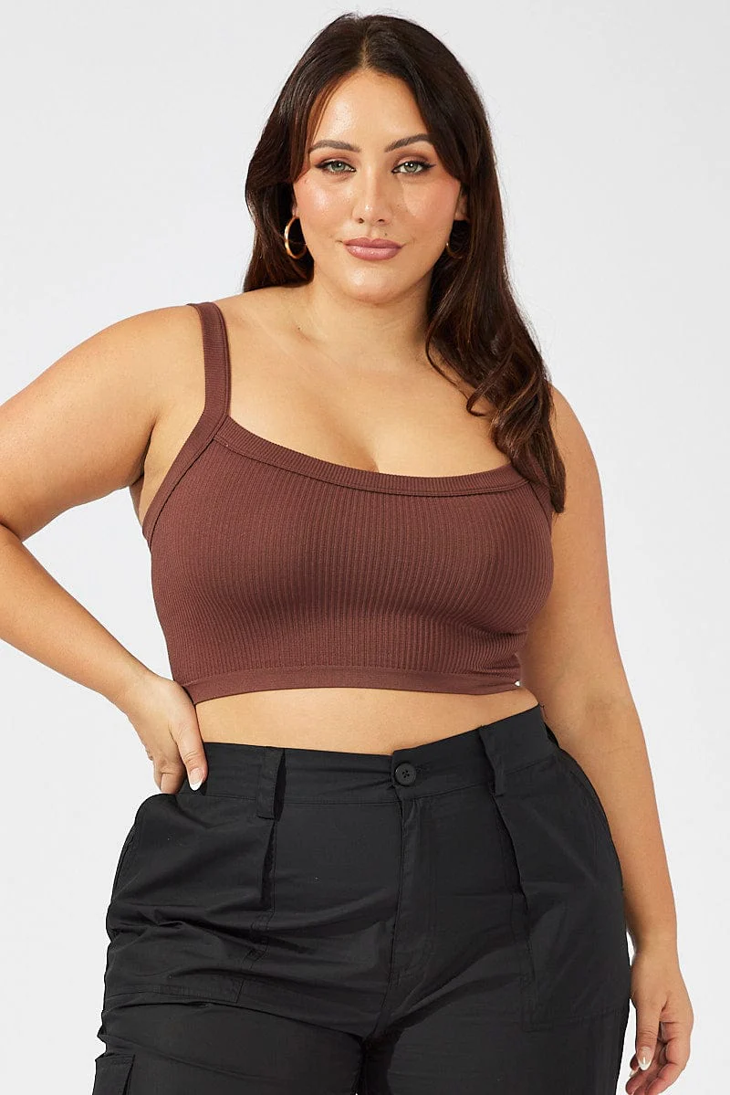 Brown Singlet Top Seamless - Image 3
