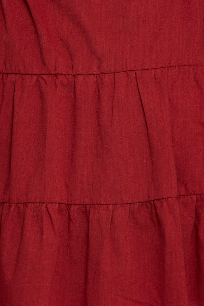 Brown Skater Dress V-neck Short Sleeve Button - Image 6
