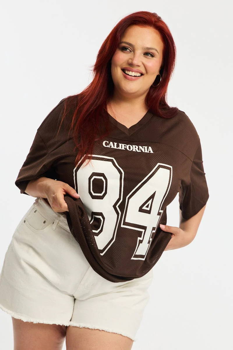 Brown Sports Tee Short Sleeve