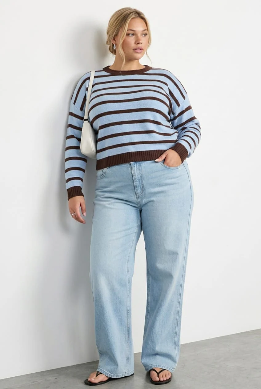 Brown Stripe Striped Knitted Jumper