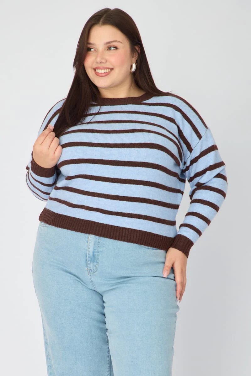 Brown Stripe Striped Knitted Jumper - Image 2
