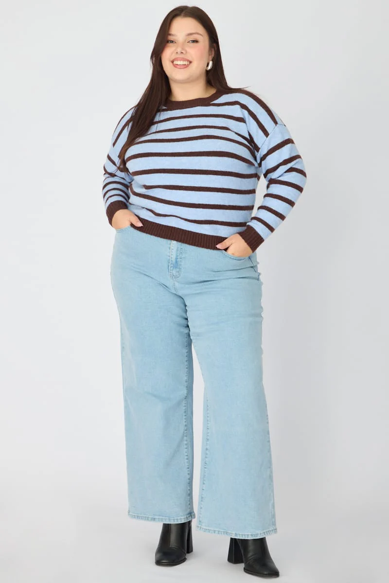 Brown Stripe Striped Knitted Jumper - Image 3