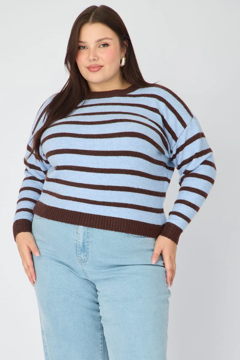 Brown Stripe Striped Knitted Jumper - Image 4